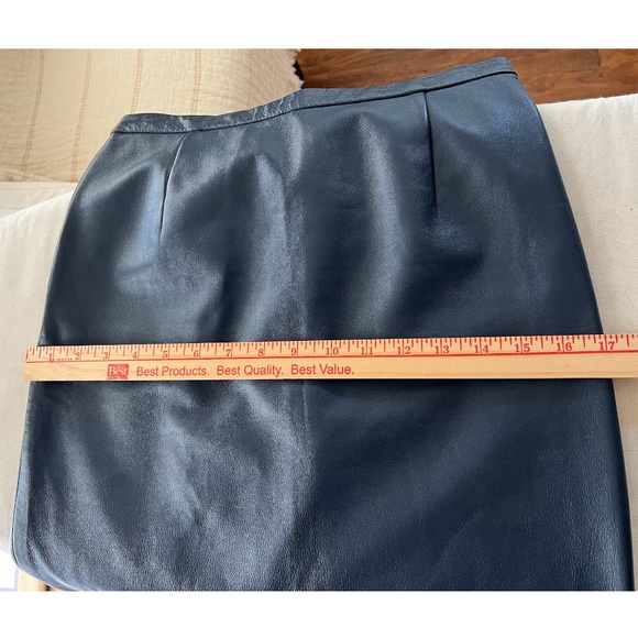 TIBI Soft Genuine Leather Pencil Skirt in Navy Blue - 2 - Picture 10 of 12